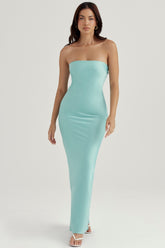 Alette-Jade Satin Strapless Maxi Dress