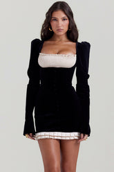 Azaria-Black & Vintage Cream Mini Dress