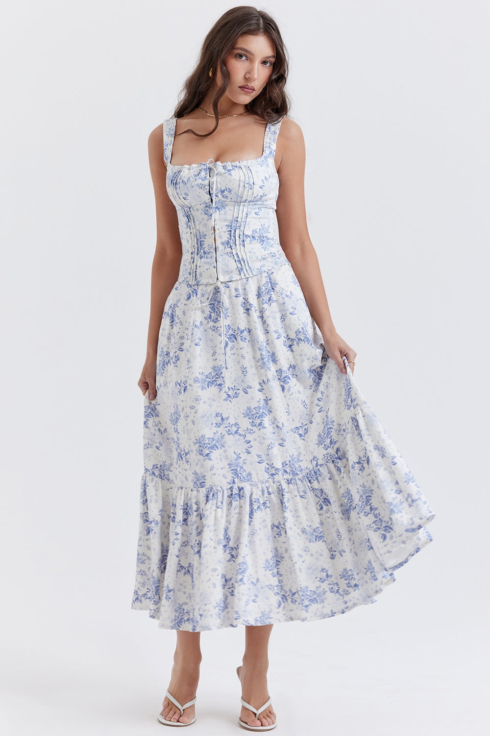 Chicca-Blue Floral Print Top