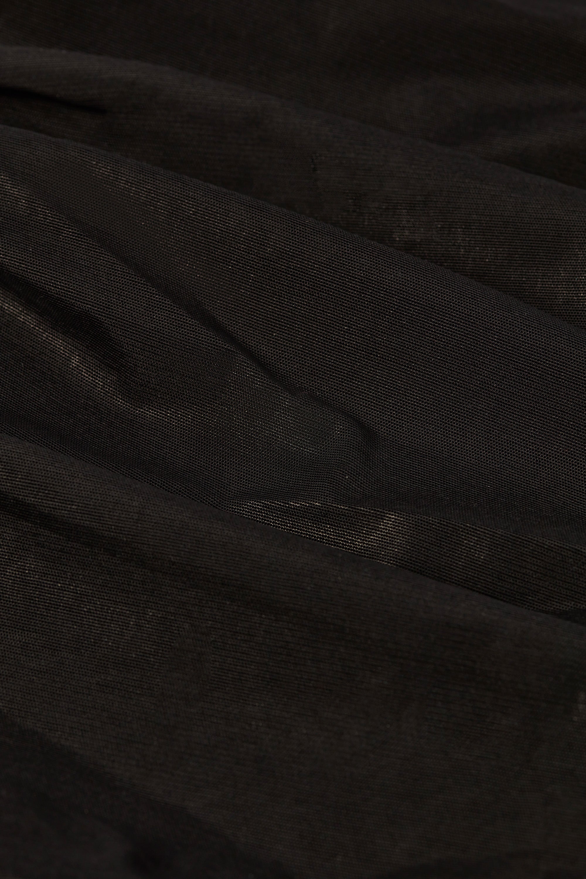 Amara-Petite Metallic Ruched Cut-Out Flared Jumpsuit in Black