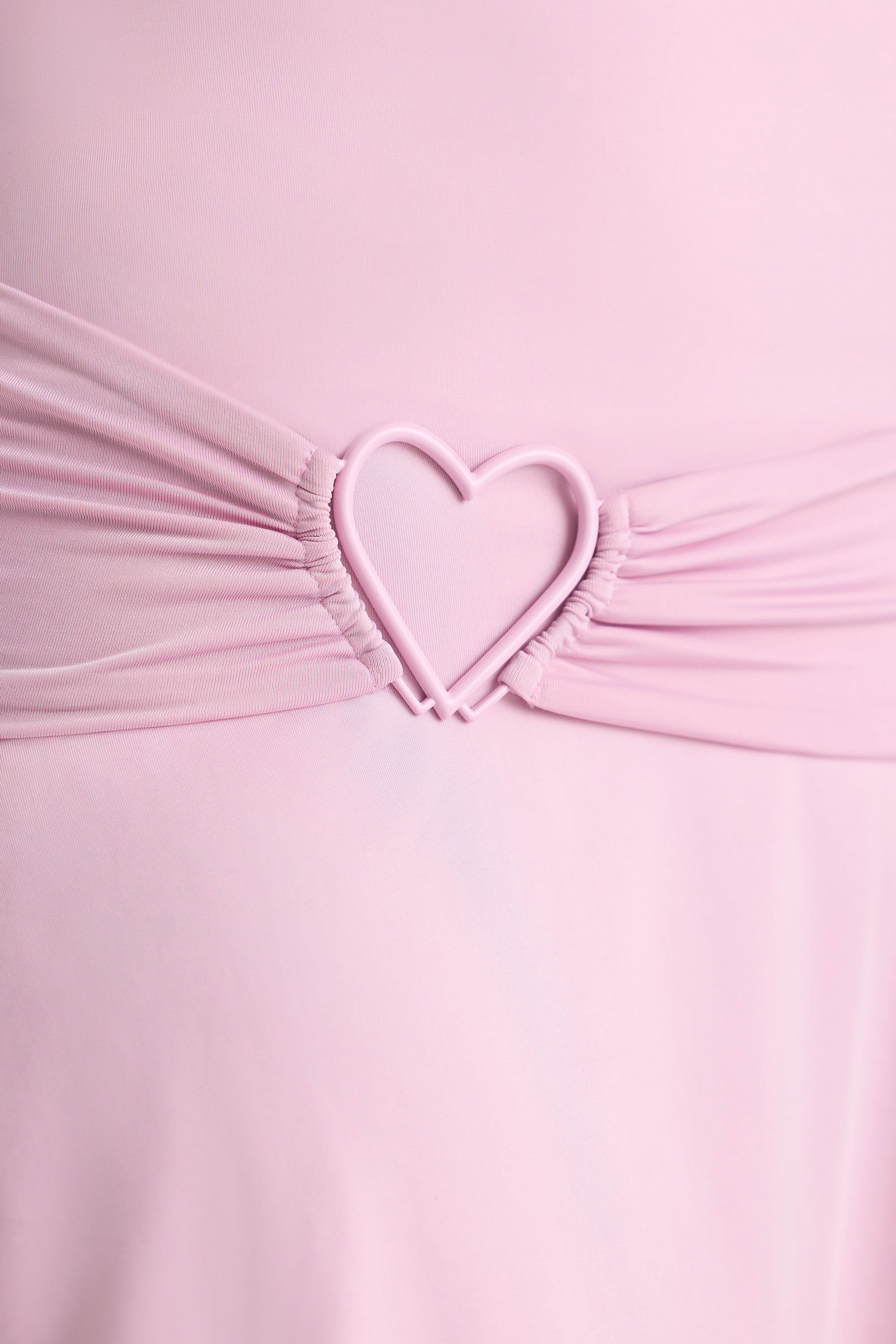 Lorena-Heart Detail Cowl Neck Mini Dress in Soft Pink