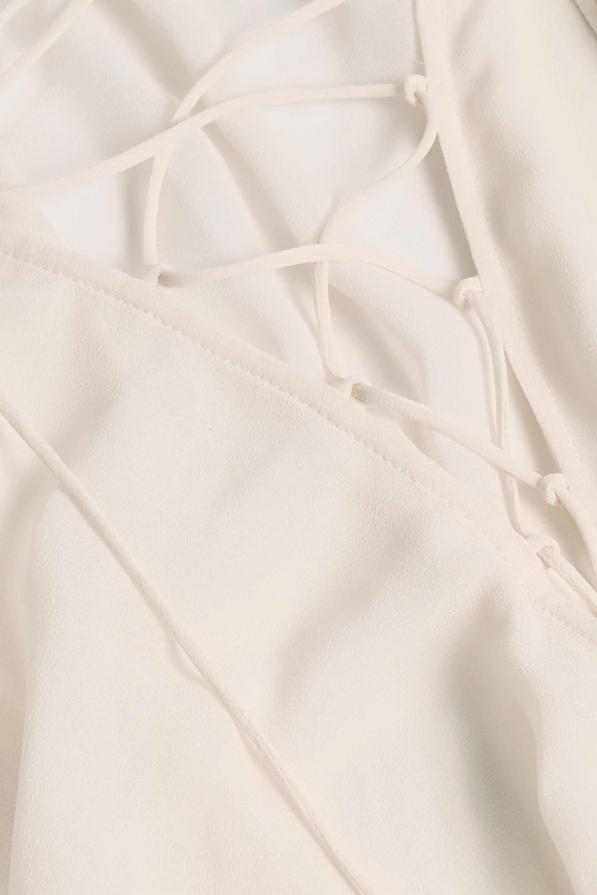 Avalon-Lace-Up Balloon-Sleeve Mini Dress in Ivory