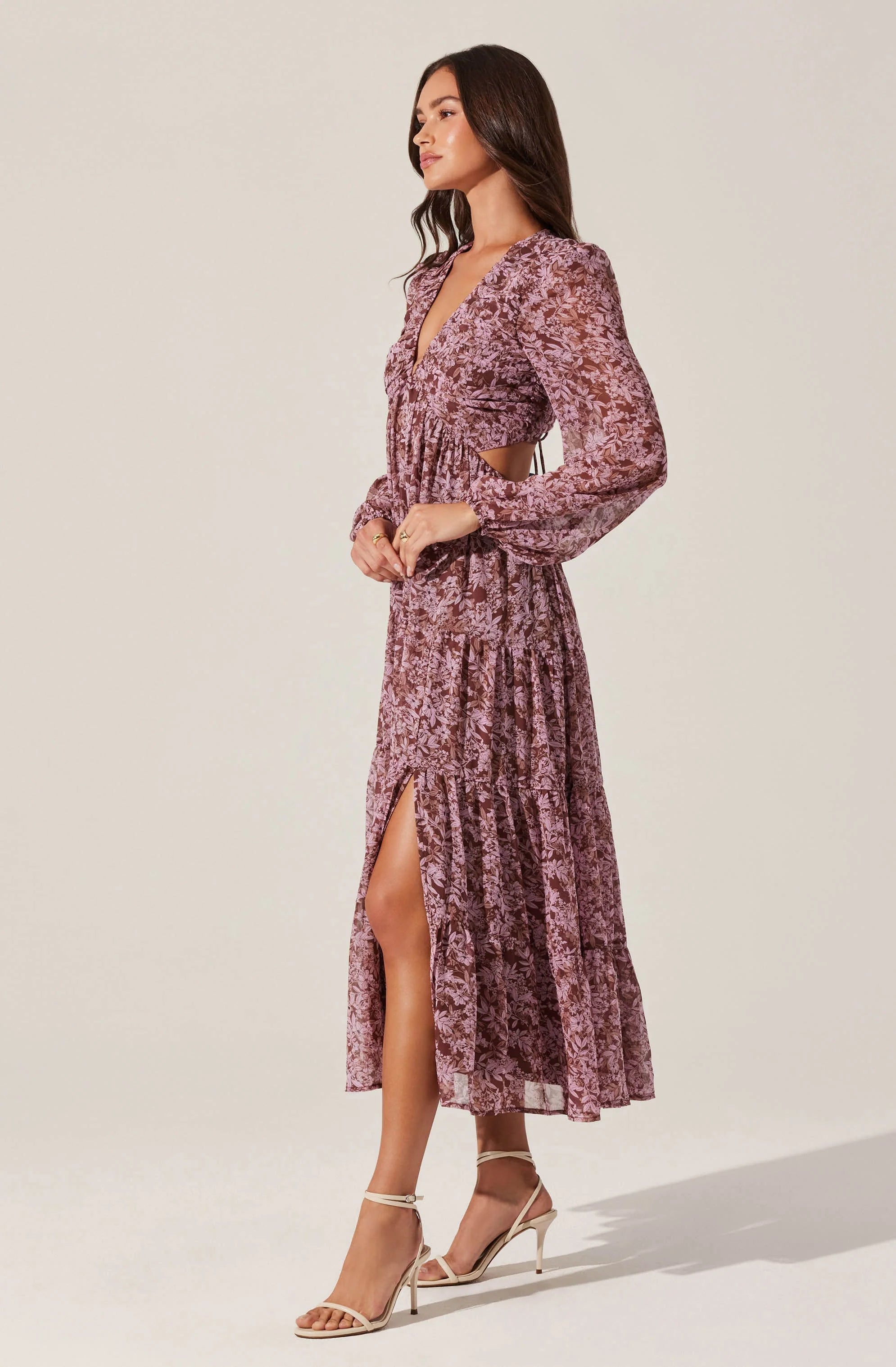 V-Neck Cutout Midi Dress