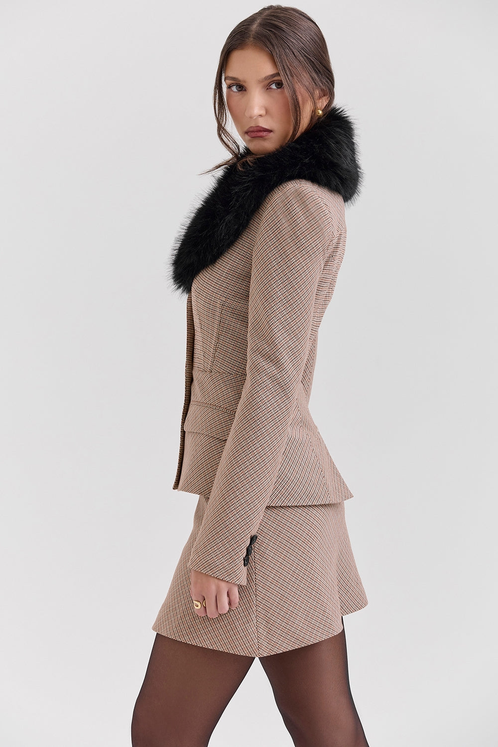 Buckingham-Puppytooth Check Hourglass Jacket - SALE