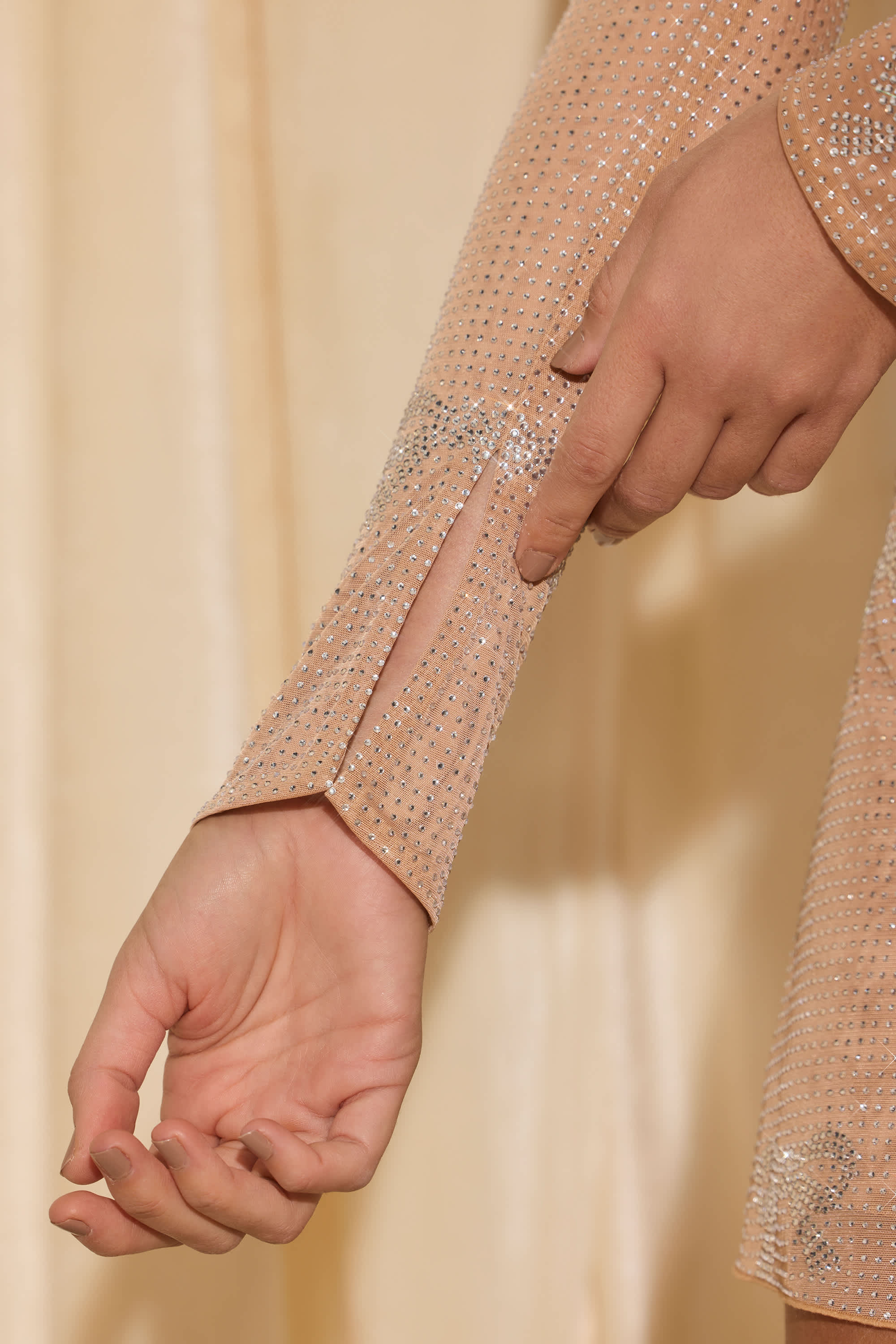 Natala-Embellished Bow-Detail Top in Almond