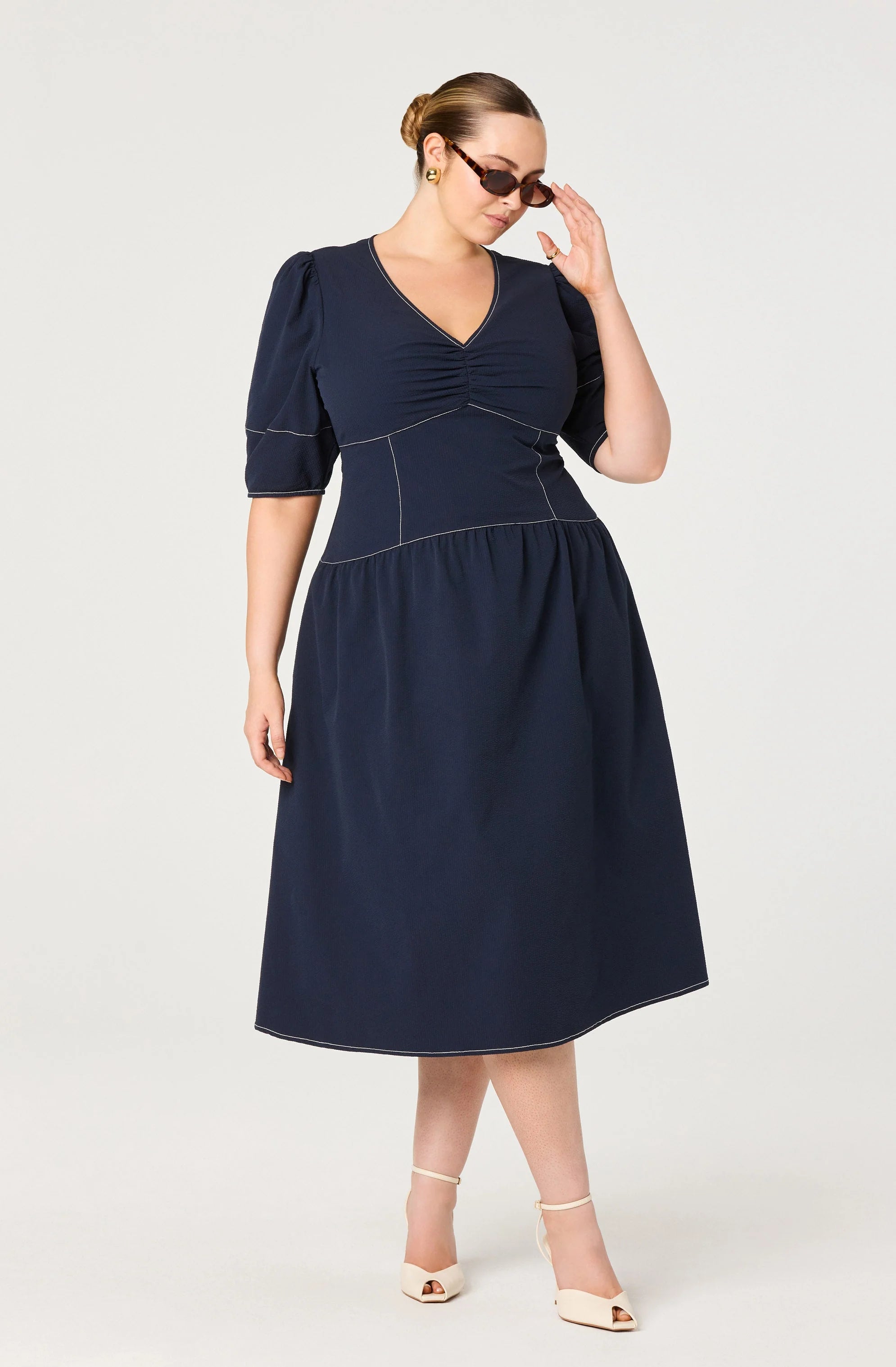 Samarra Contrast Stitch Midi Dress