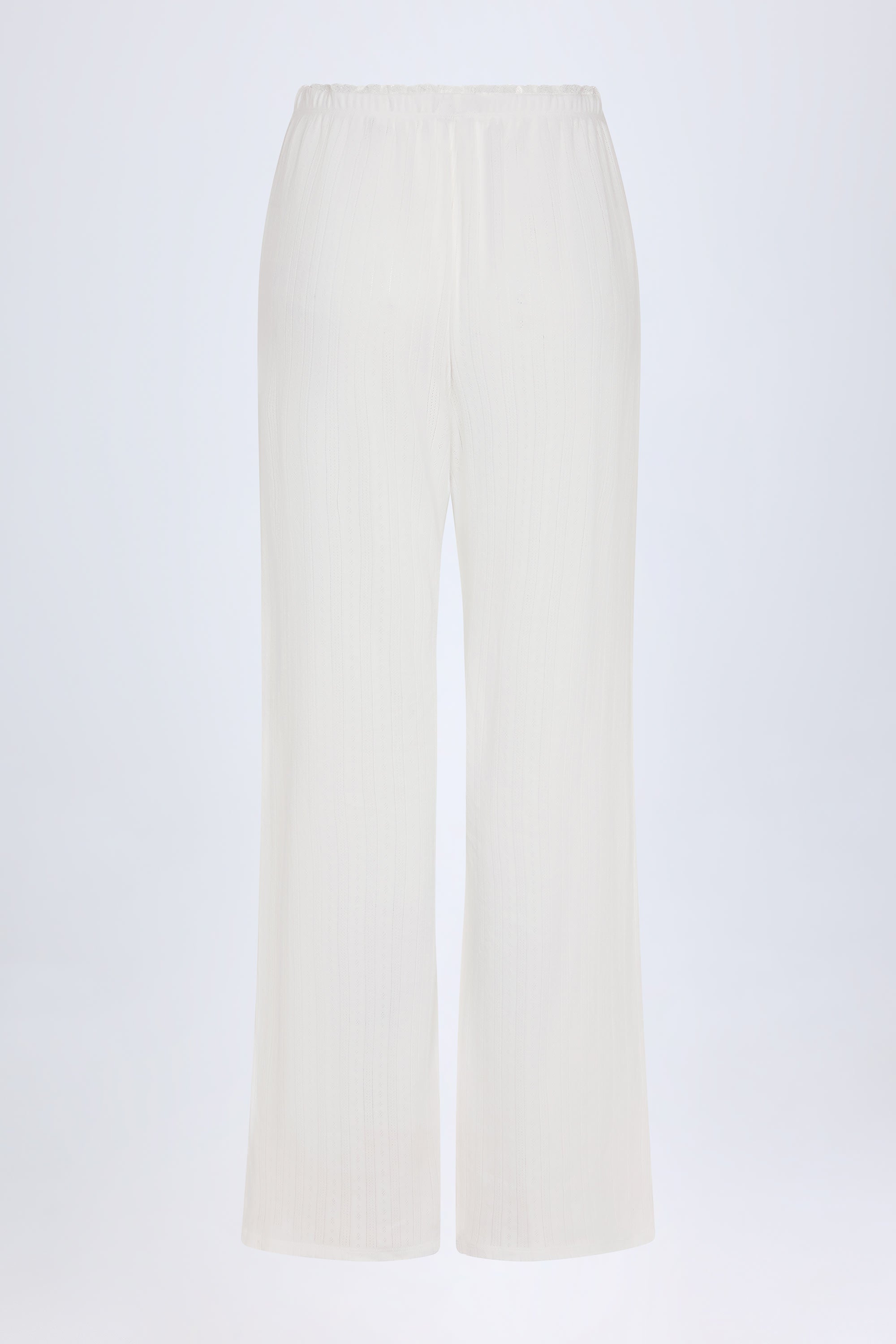 Libby-Pointelle Mid-Rise Straight-Leg Trousers in White