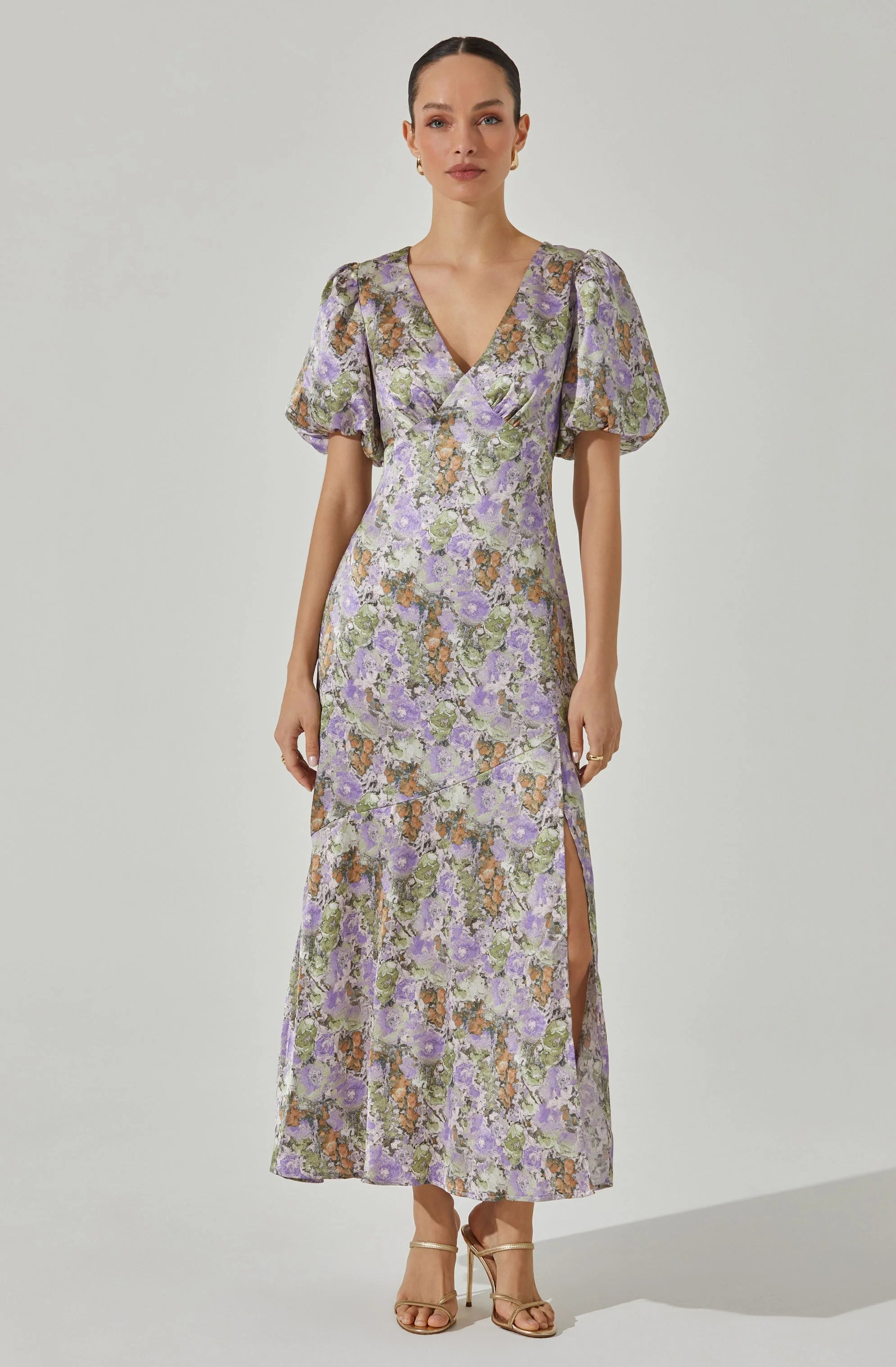 Satin Puff Sleeve Dress