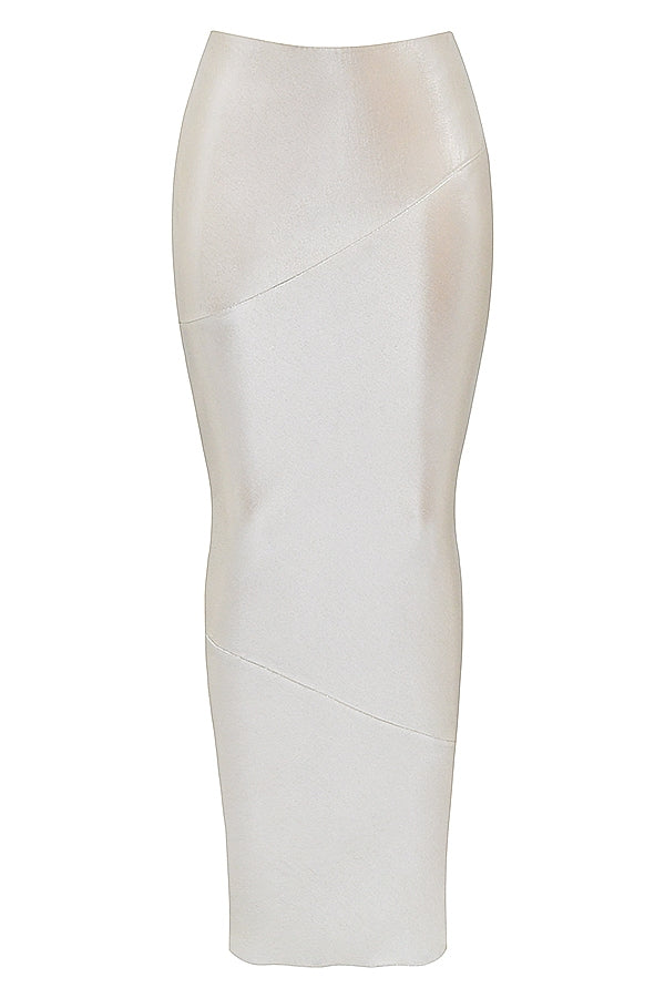 Colette-Shimmer Champagne Midi Skirt