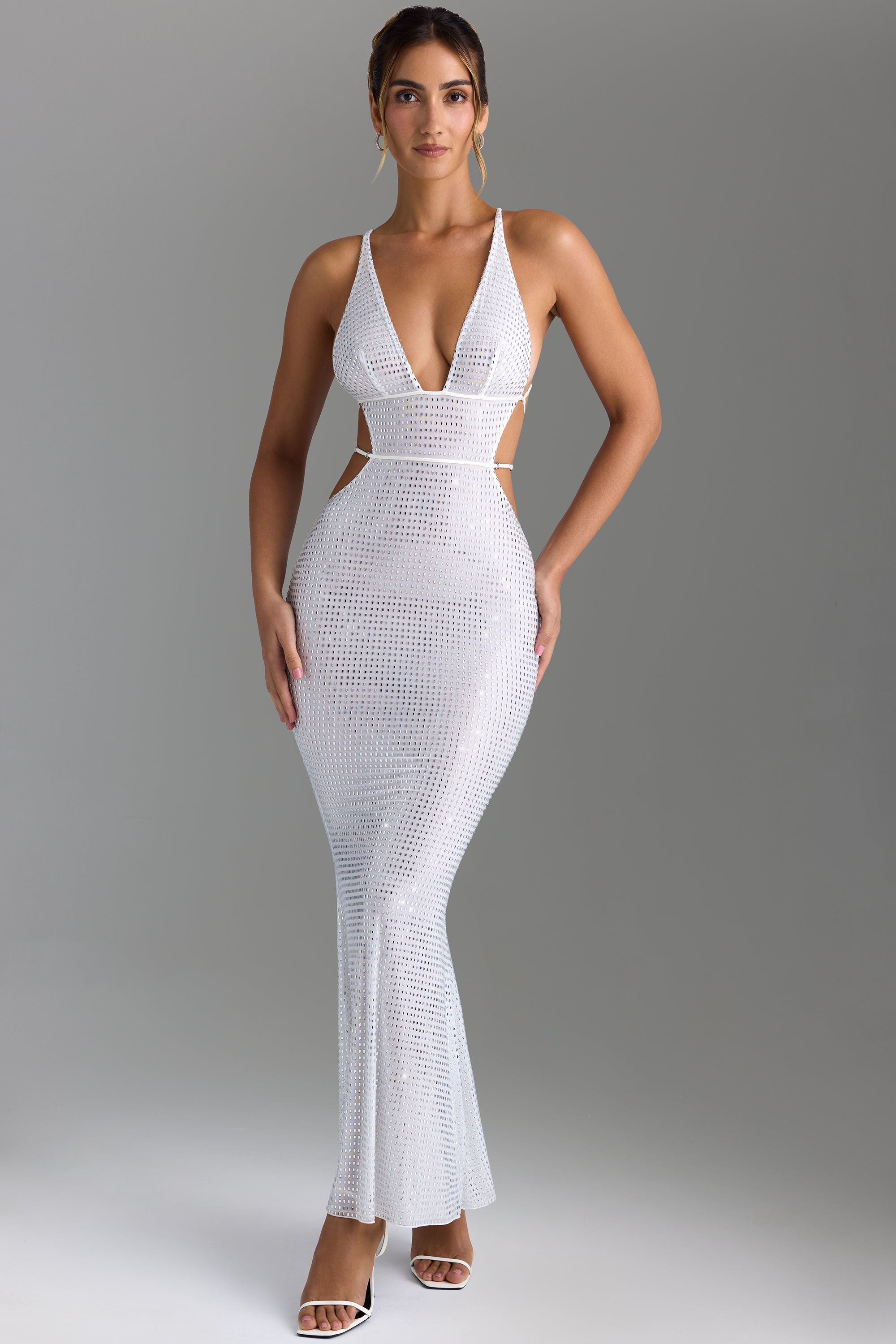 Magdalena-Embellished Cut-Out Maxi Dress in White