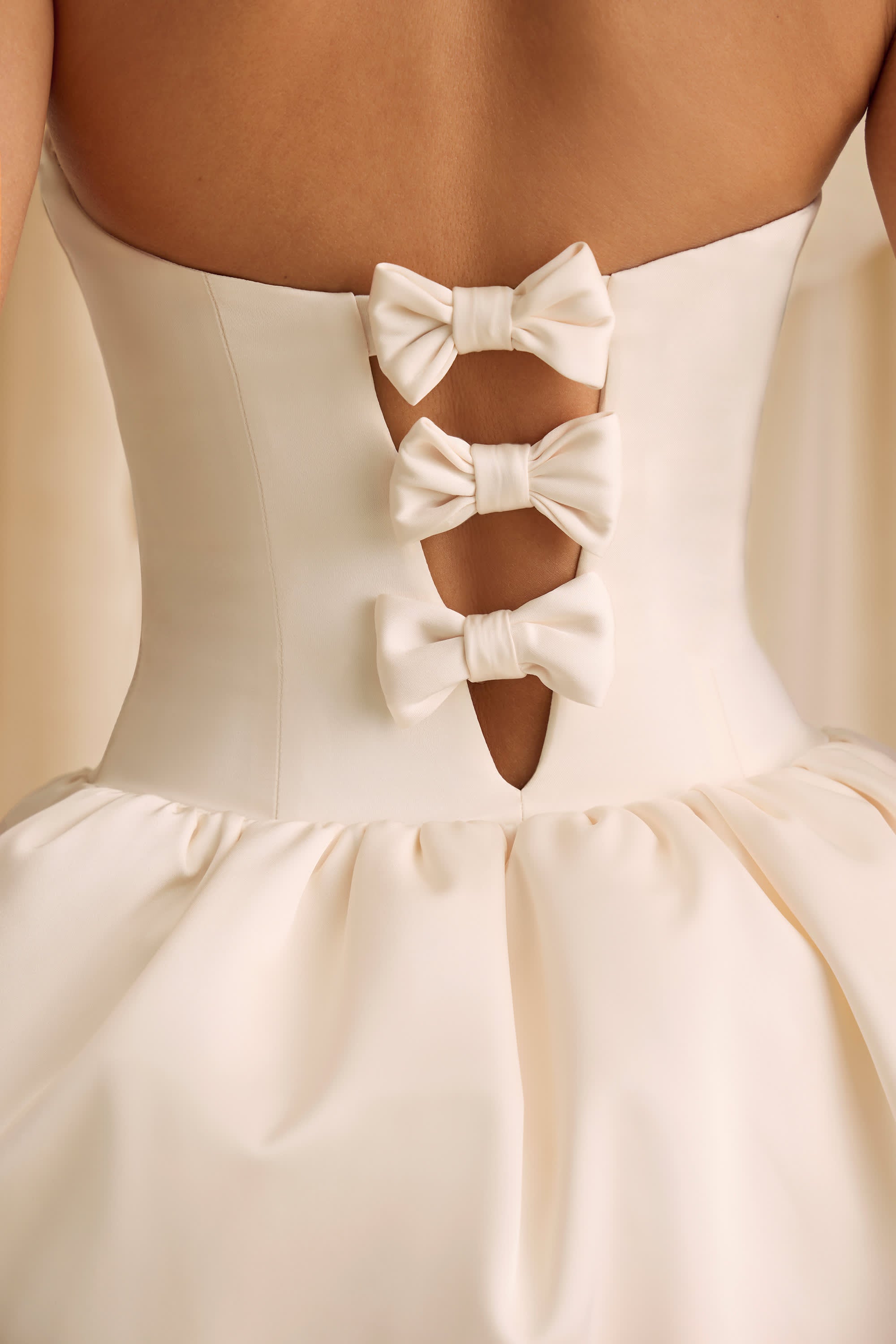 Gloriana-Convertible Bow-Detail Bubble Hem Midaxi Dress in Ivory