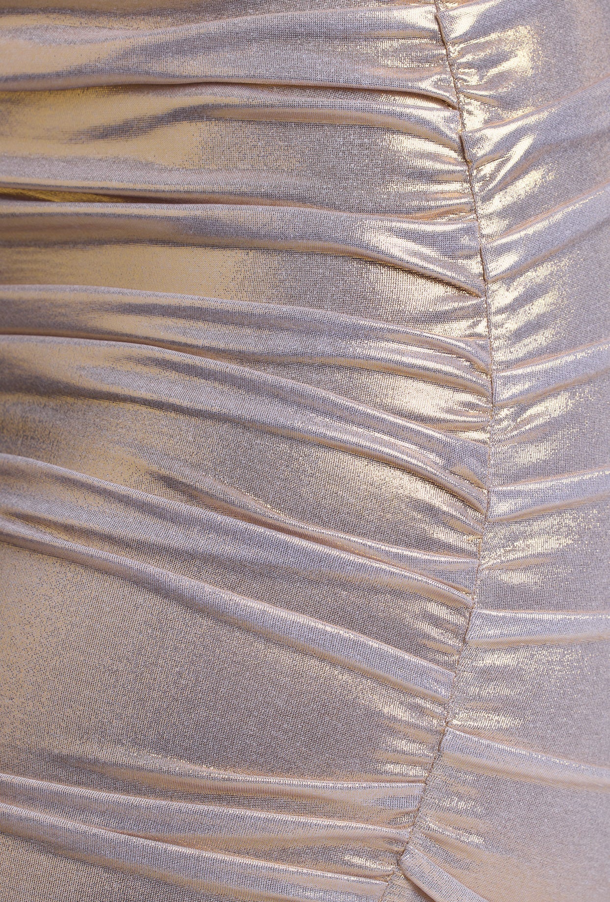 Layla-Long Sleeve Metallic Jersey Mini Dress in Light Gold
