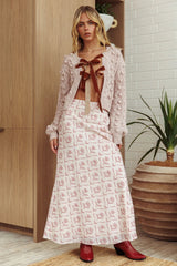 Tera Velvet Bow Cardigan Blush